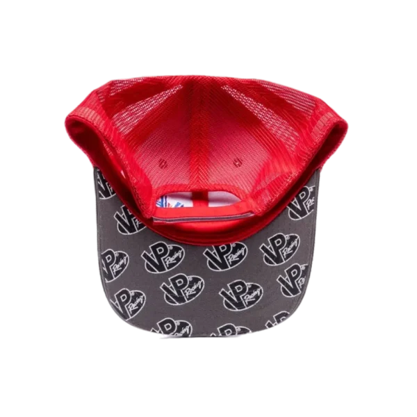 VP Racing red and grey mesh trucker hat bottom