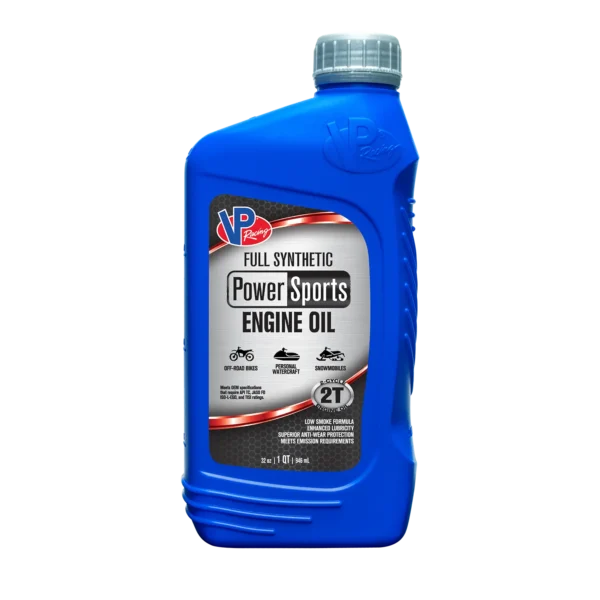 Quart bottle of VP Powersports 2T Synthetic oil.