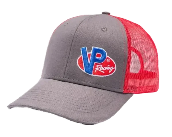 VP Racing red and grey mesh trucker hat - front